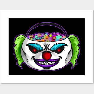 Sweets Bucket Scary Horror Clown Collecting On Halloween Posters and Art